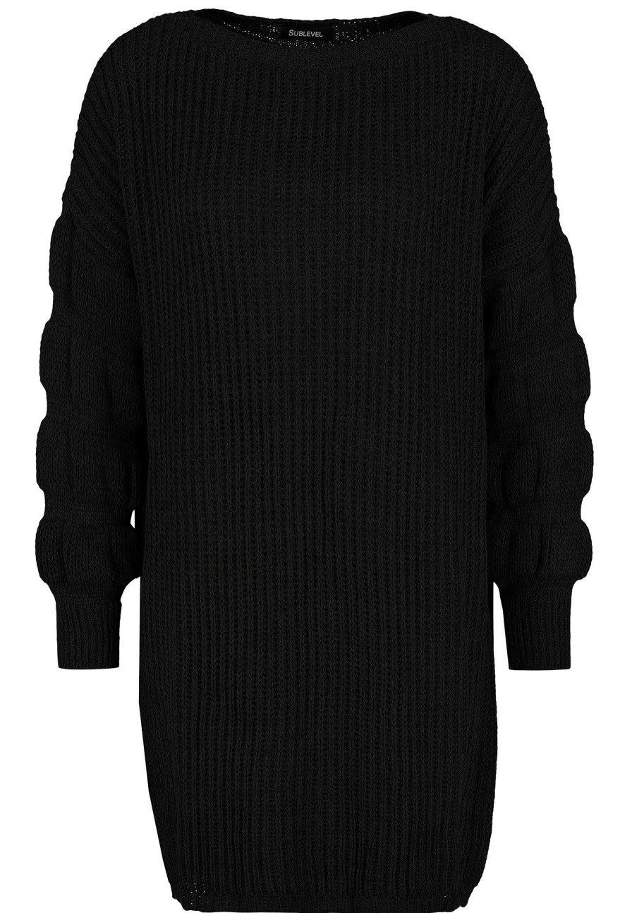 Women SUBLEVEL Dresses | Knitted Dress With Sleeve Details Black