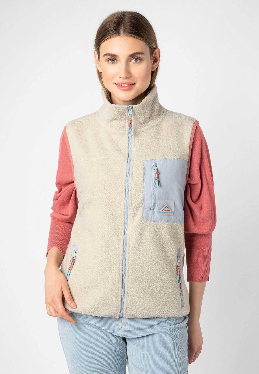 Women SUBLEVEL Popular | Fleece Vest With Chest Pocket Light Beige