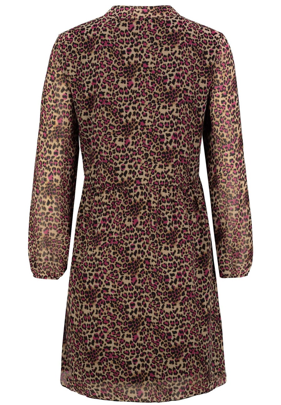 Women SUBLEVEL Popular | Chiffon Dress With Leopard Print Pink