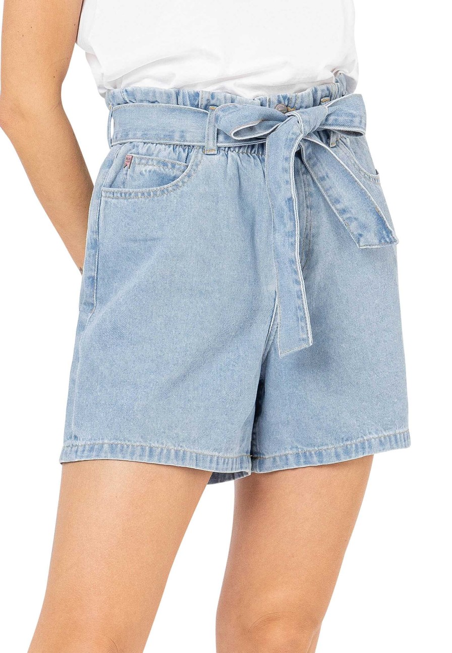 Women SUBLEVEL Shorts | Denim Shorts In A Paperbag Look Light Blue