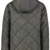 Women SUBLEVEL Popular | Diamond Quilted Jacket With Hood Dark Green