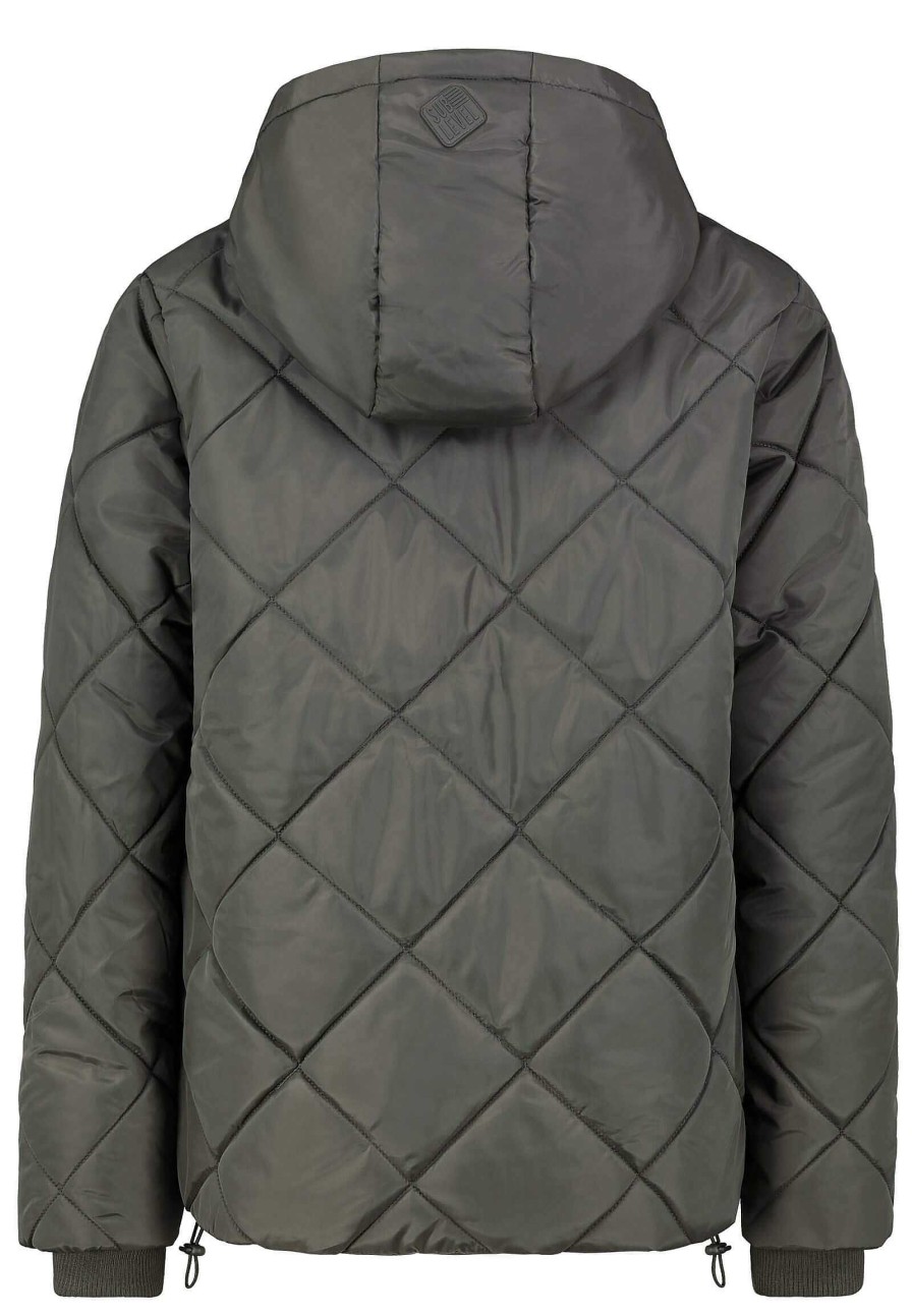 Women SUBLEVEL Popular | Diamond Quilted Jacket With Hood Dark Green