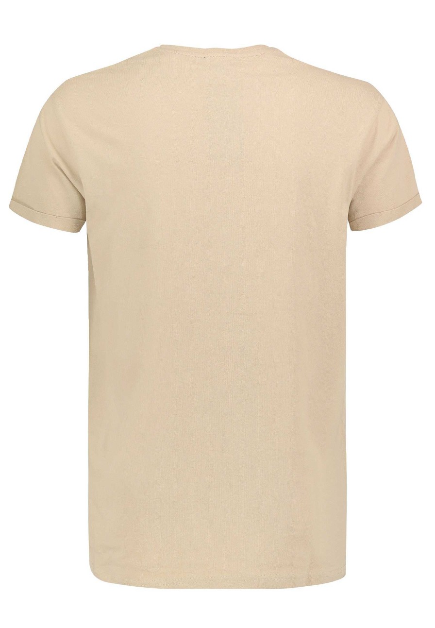 Men SUBLEVEL Shirts | Round Neck Shirt With Chest Pocket Beige