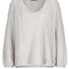 Women SUBLEVEL Pullover | V-Neck Knitted Sweater Light Grey