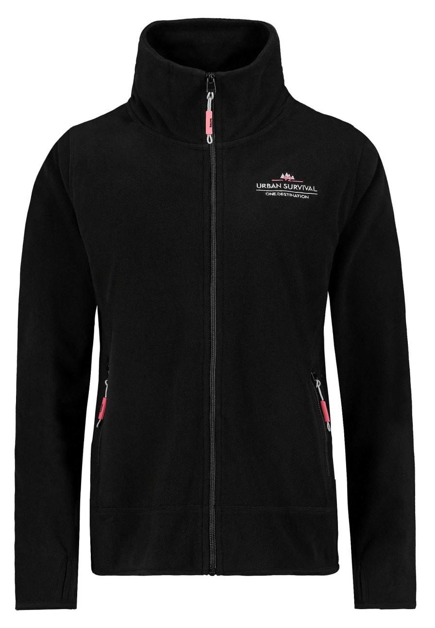 Women SUBLEVEL Jackets | Classic Women'S Fleece Jacket Black