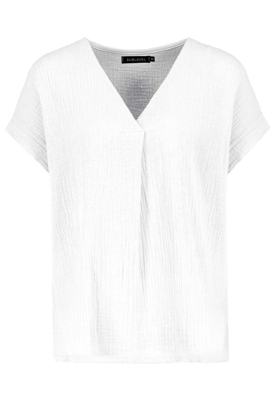 Women SUBLEVEL Popular | Muslin Blouse Shirt White