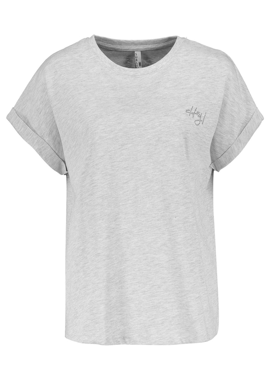 Women SUBLEVEL Shirts | Oversized Shirt "Hey" Light Grey