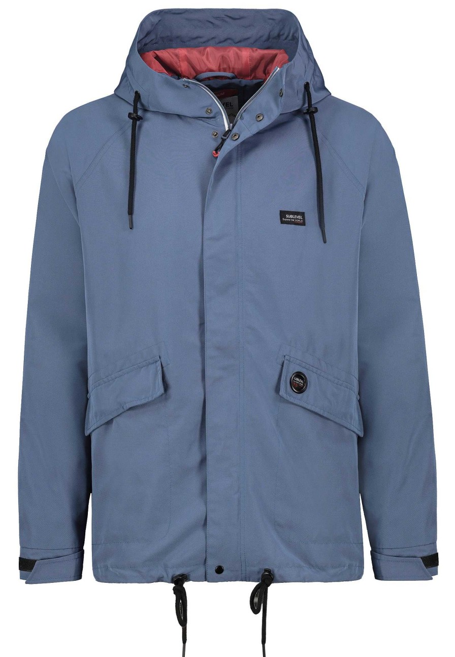 Men SUBLEVEL Jackets | Lightweight Transitional Jacket With A Hood Blue