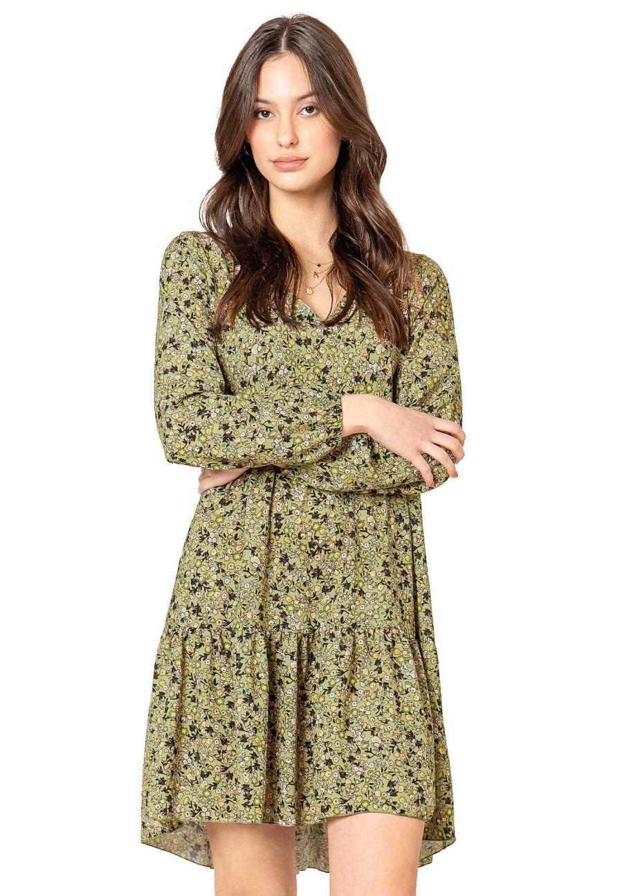 Women SUBLEVEL Dresses | Floral Print Dress Light Green