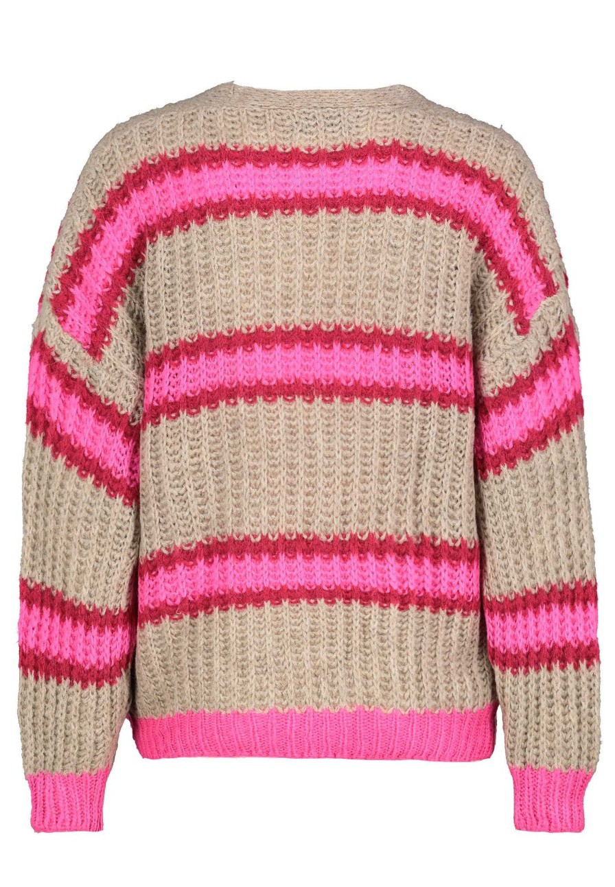 Women SUBLEVEL Popular | Knit Cardigan Striped Beige