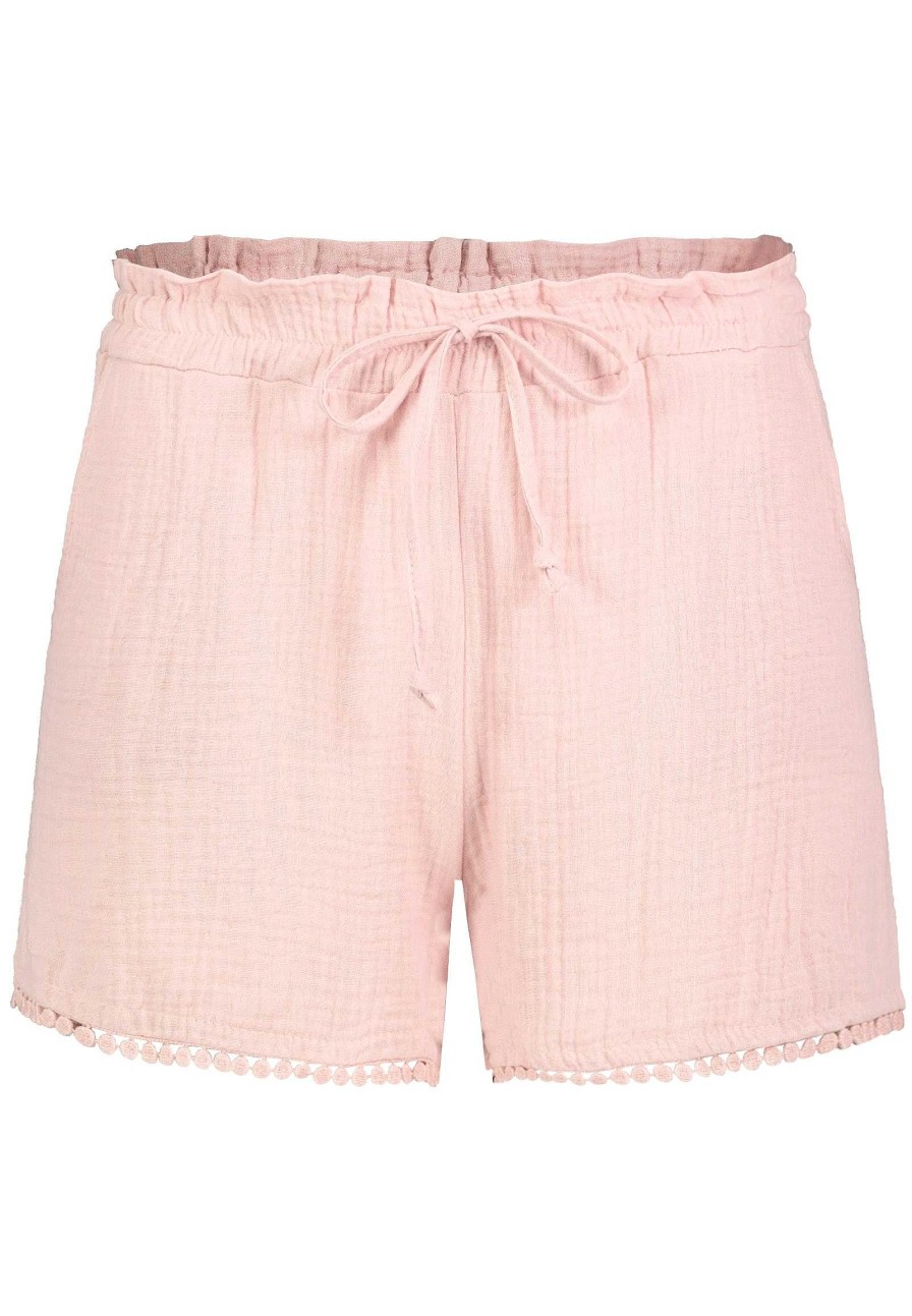 Women SUBLEVEL Shorts | Muslin Shorts With Pompom Trim Light Rose