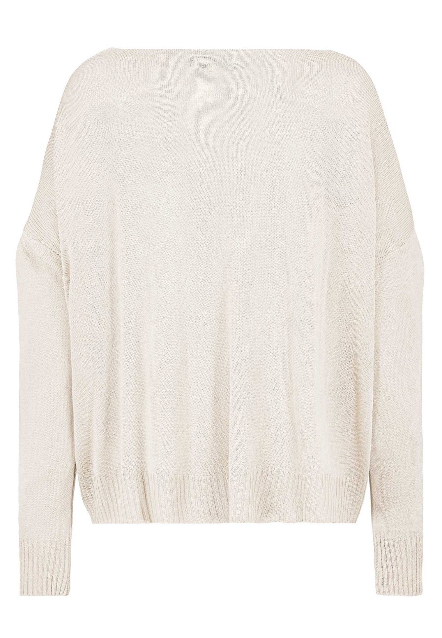 Women SUBLEVEL Pullover | Knitted Sweater Cropped Light Beige