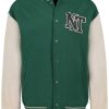 Men SUBLEVEL Popular | College Style Sweat Jacket Dark Green