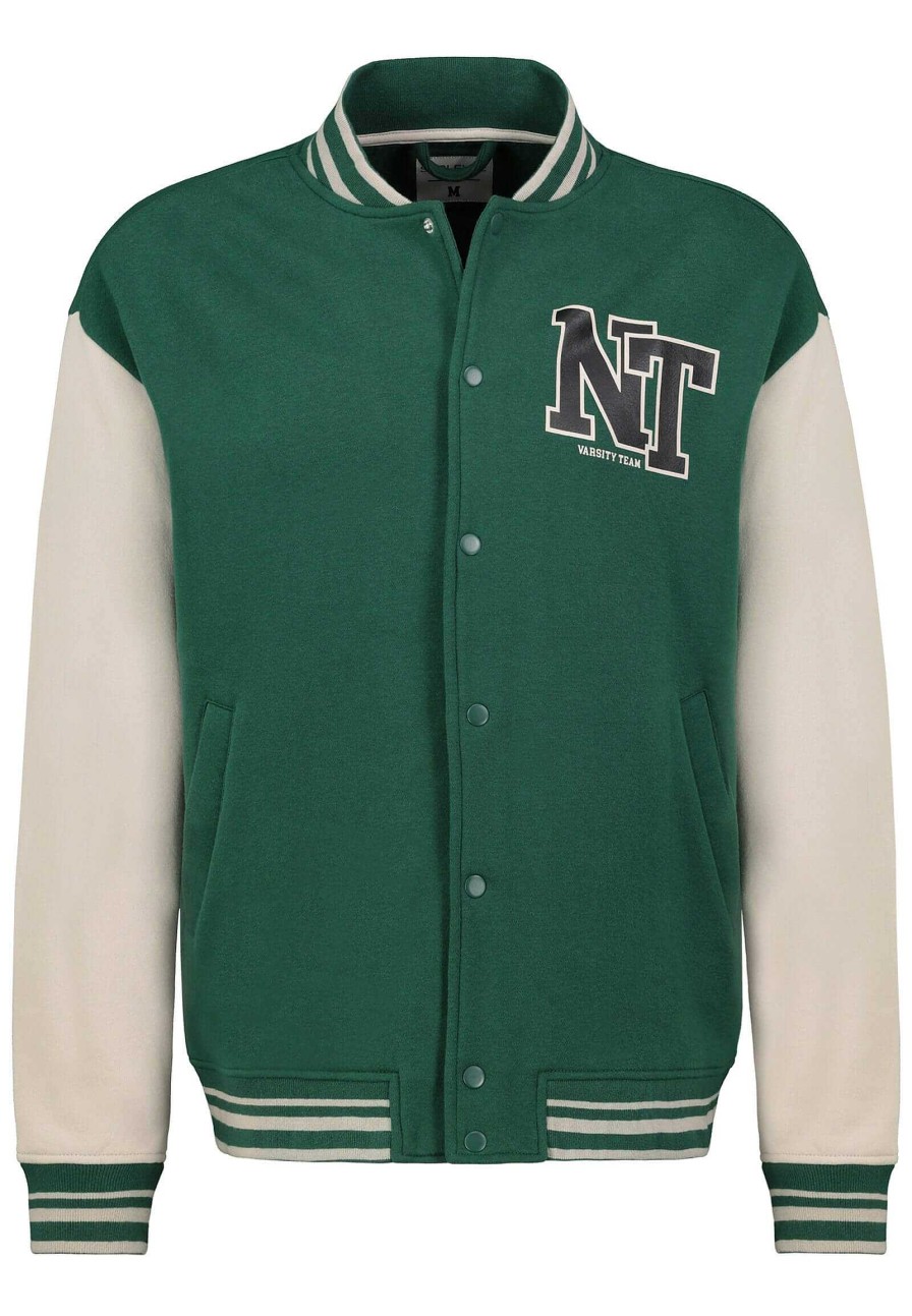 Men SUBLEVEL Popular | College Style Sweat Jacket Dark Green