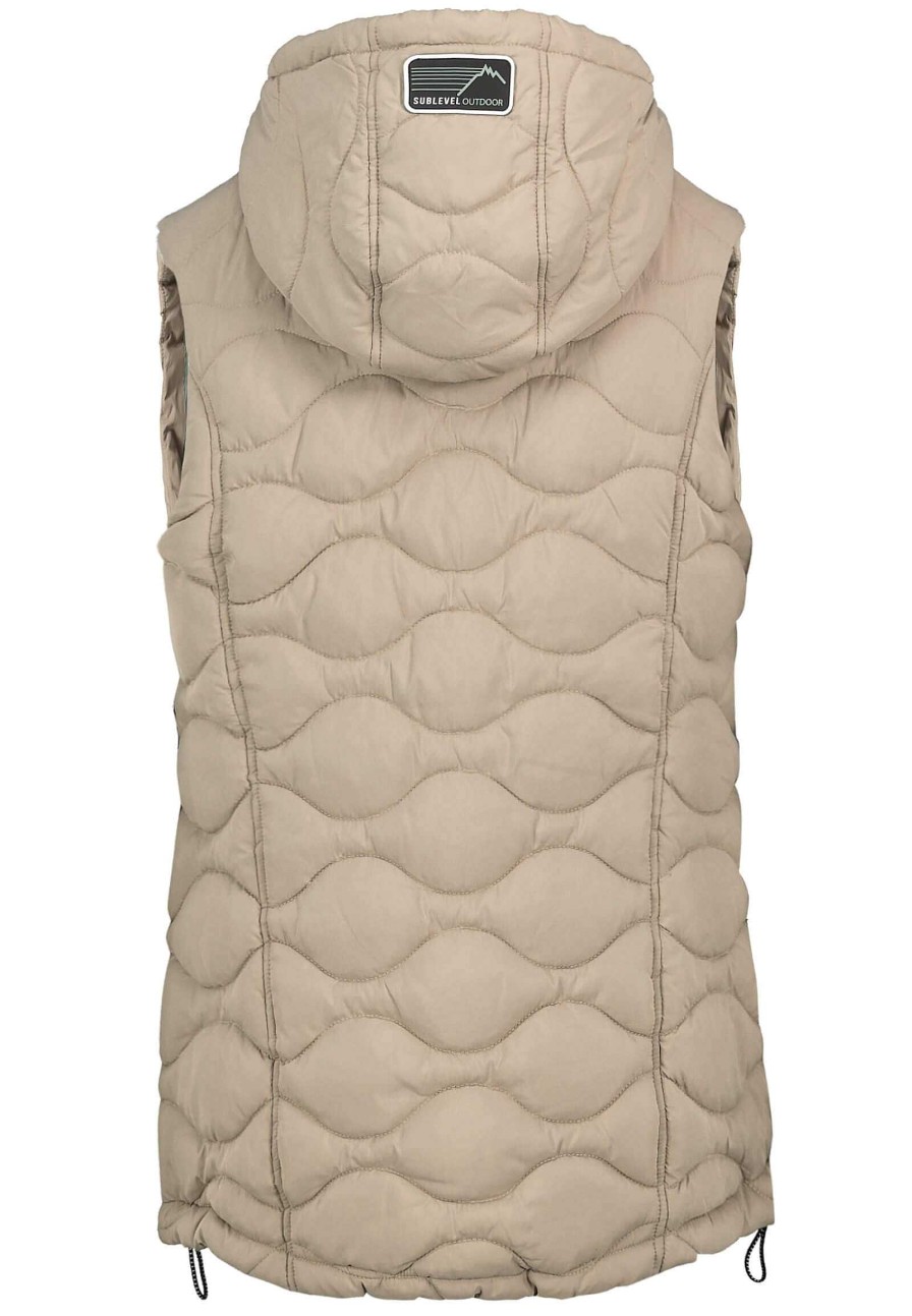 Women SUBLEVEL Popular | Hooded Quilted Vest Light Beige