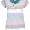 Women SUBLEVEL Shirts | Stripe T-Shirt With Drawstrings Blue