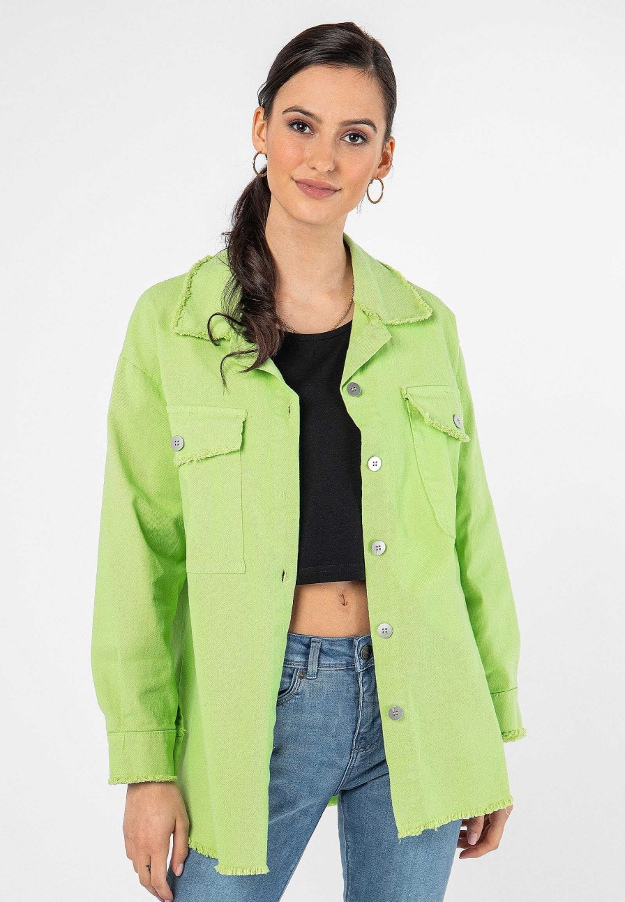 Women SUBLEVEL Jackets | Overshirt In Neon Colors Green