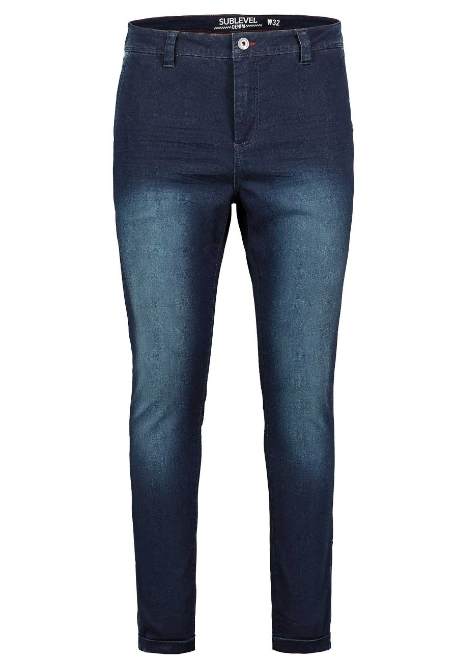 Men SUBLEVEL Pants | Chino Made From Sweat Denim Dark Blue