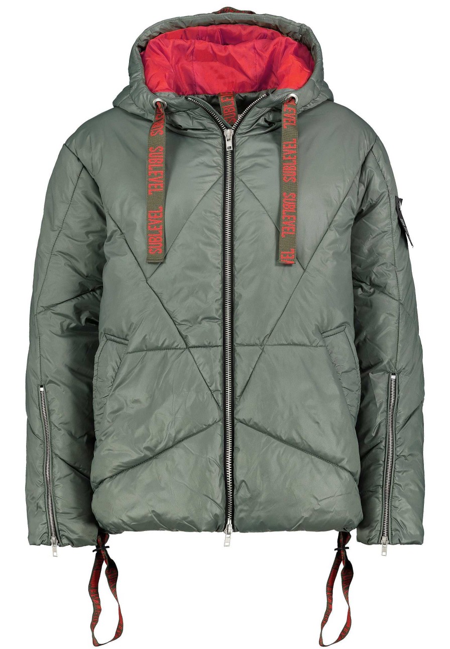 Women SUBLEVEL Jackets | Quilted Winter Jacket With Hood Green