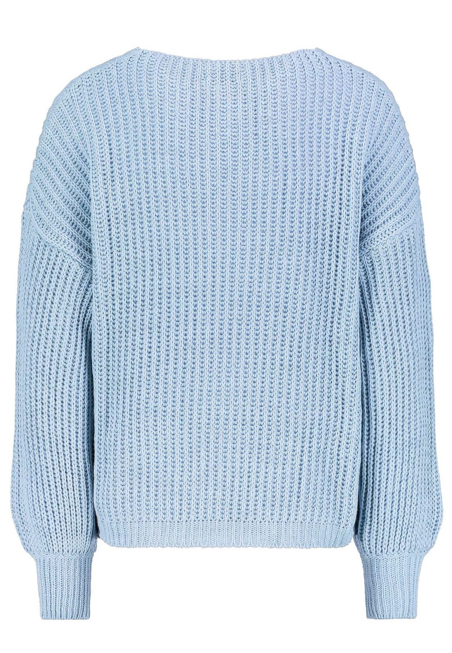 Women SUBLEVEL Pullover | Rib Knit Sweater Light Blue