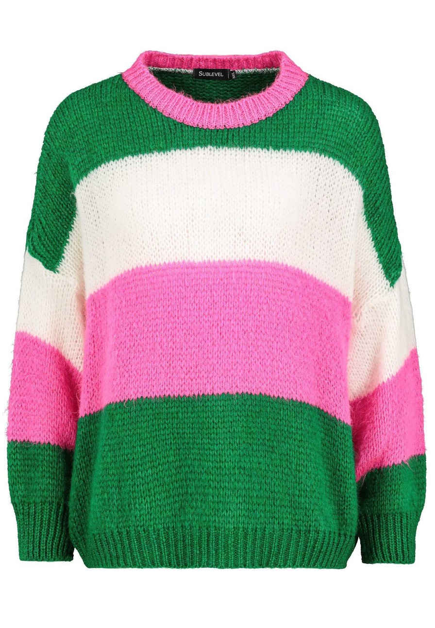 Women SUBLEVEL Popular | Fluffy Knitted Sweater Green