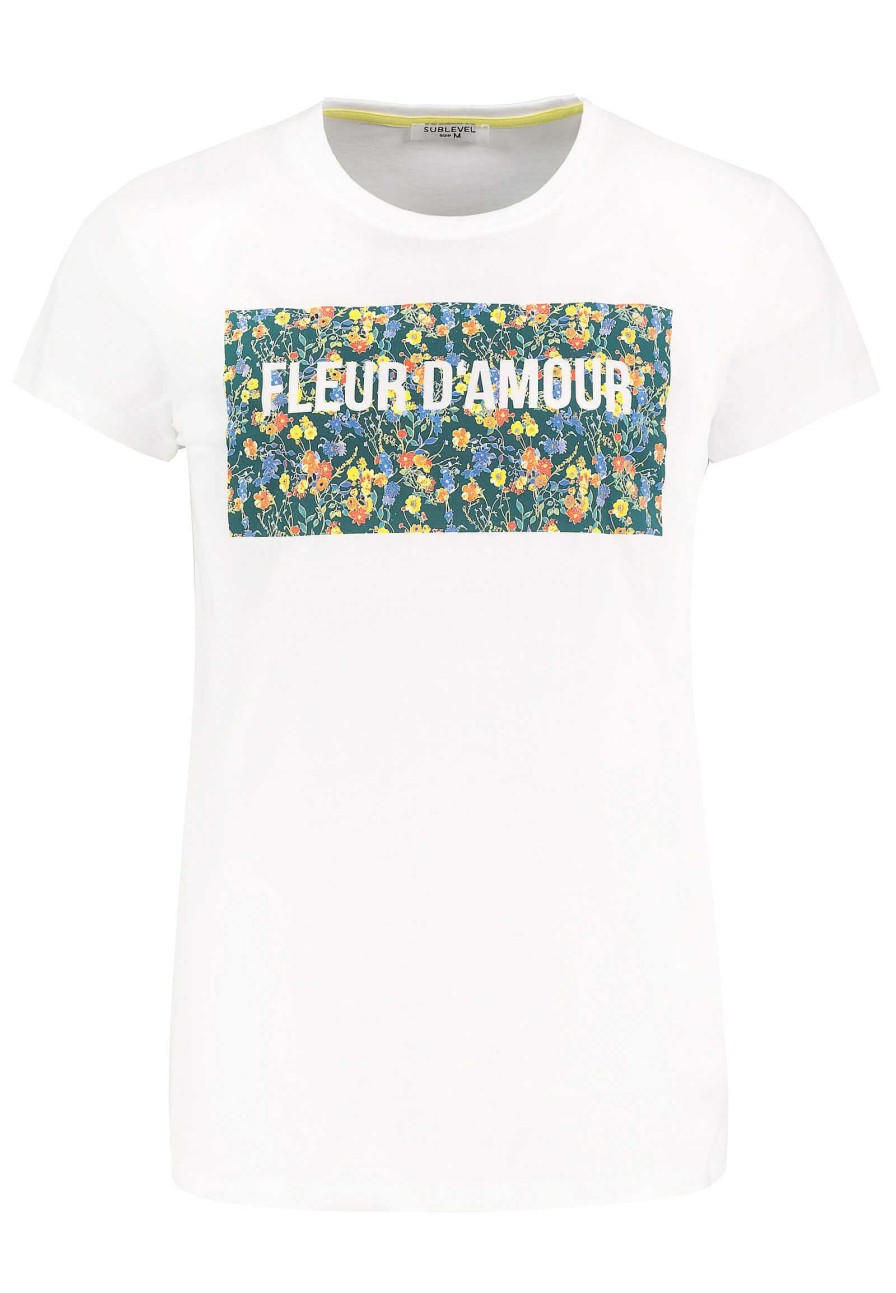 Women SUBLEVEL Shirts | Print T-Shirt With Flowers White