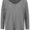 Women SUBLEVEL Pullover | Striped Fine Knit Sweater Black