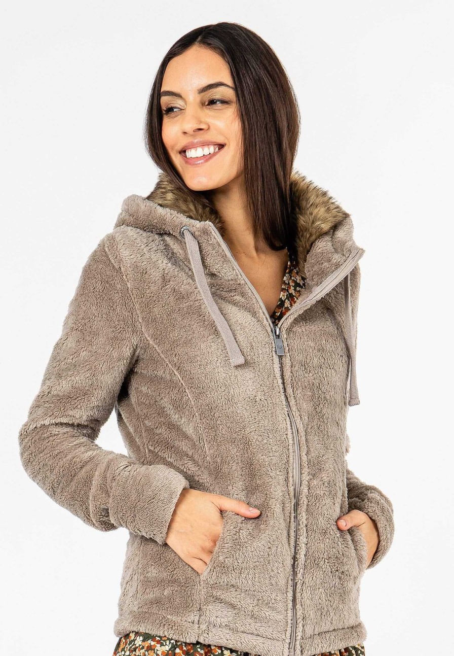 Women SUBLEVEL Popular | Women'S Fleece Jacket Faux Fur Light Brown