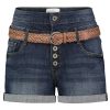 Women SUBLEVEL Shorts | High Waist Denim Shorts Dark Blue