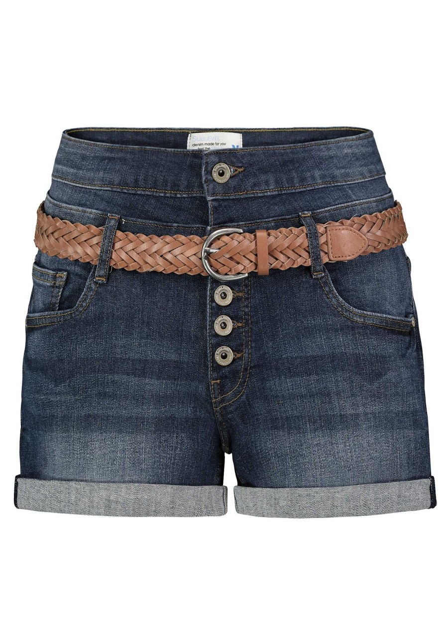 Women SUBLEVEL Shorts | High Waist Denim Shorts Dark Blue