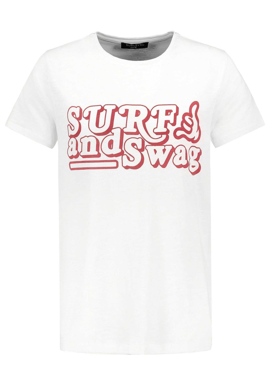 Men SUBLEVEL Shirts | T-Shirt "Surf" White