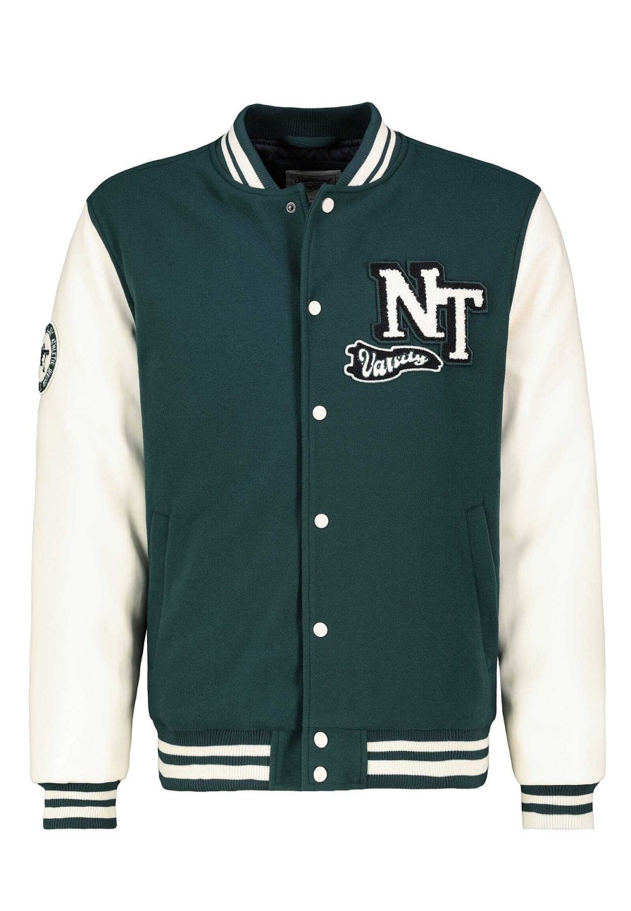 Men SUBLEVEL Popular | Men'S College Jacket Dark Green