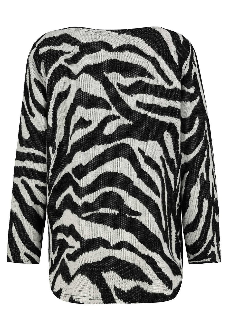 Women SUBLEVEL Pullover | Knitted Sweater Zebra White