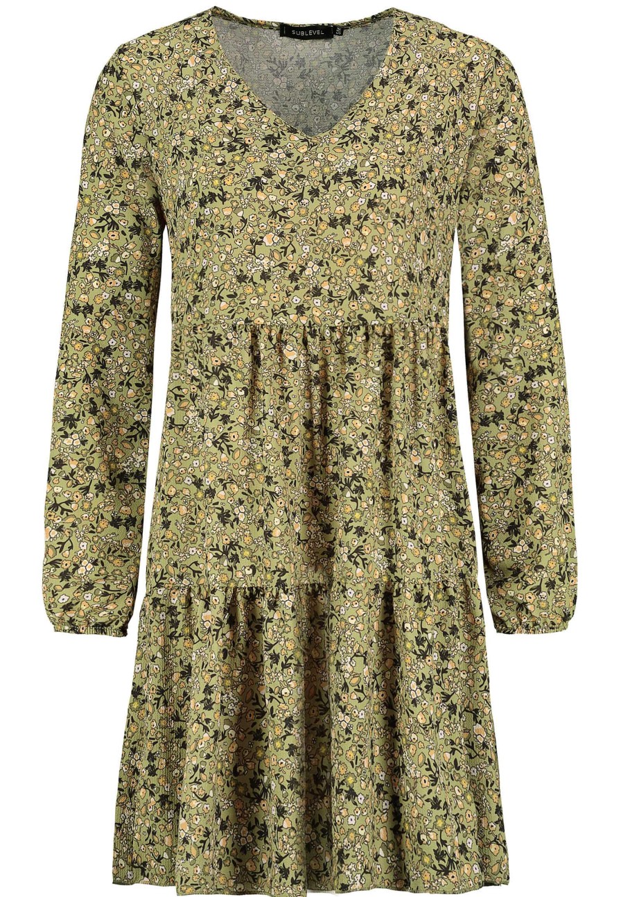 Women SUBLEVEL Dresses | Floral Print Dress Light Green