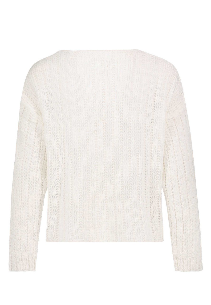 Women SUBLEVEL Pullover | Short Knitted Sweater White