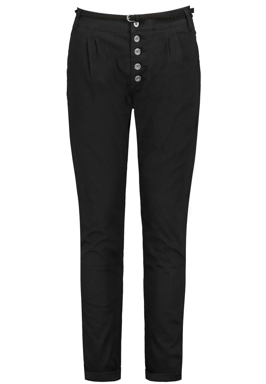 Women SUBLEVEL Pants | Trousers With Button Placket Black