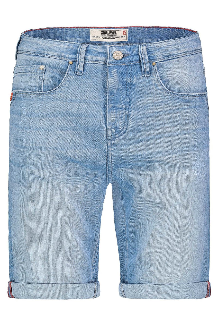 Men SUBLEVEL Shorts | Denim Shorts Used Look Light Blue