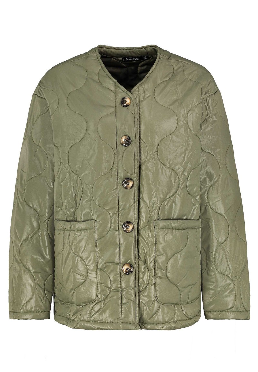 Women SUBLEVEL Popular | Oversized Quilted Jacket Green