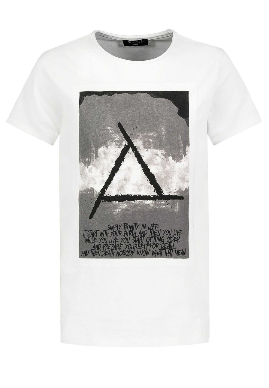 Men SUBLEVEL Shirts | T-Shirt With Print "Life & Death" White