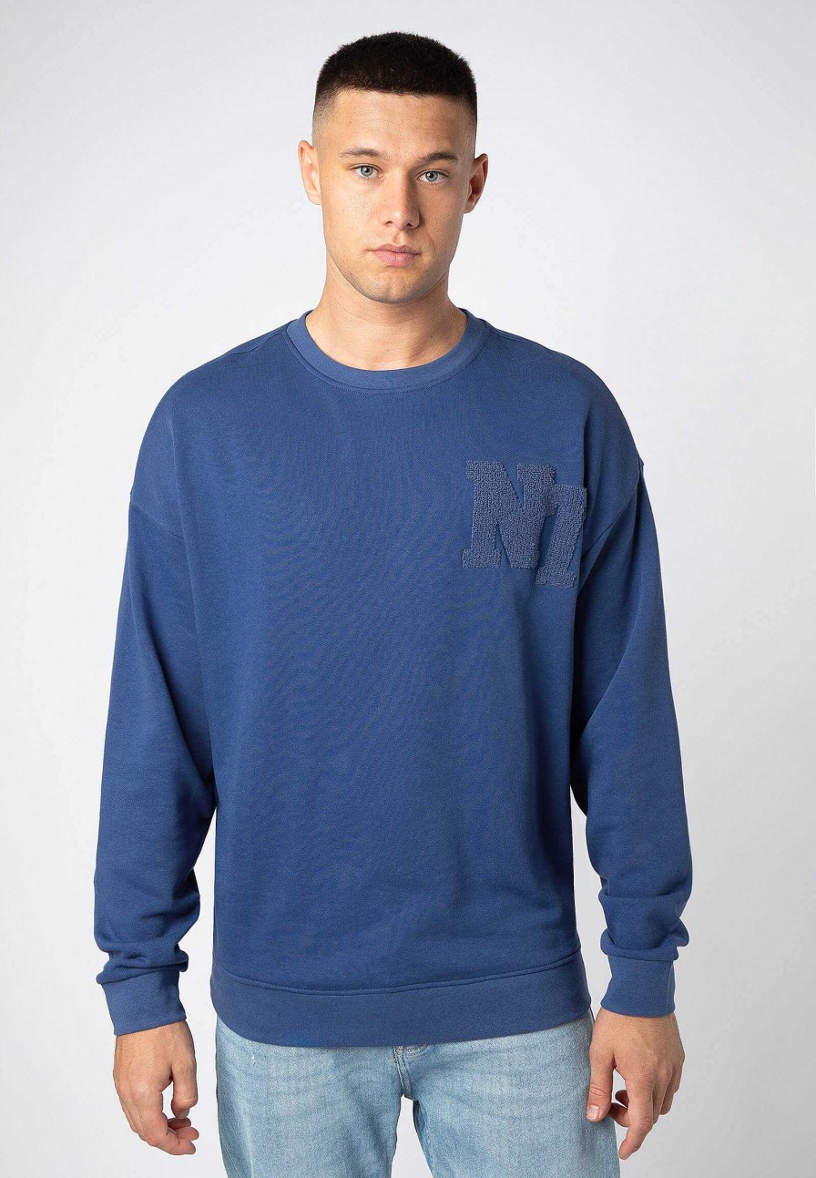 Men SUBLEVEL Popular | Sweatshirt With Applique Light Blue