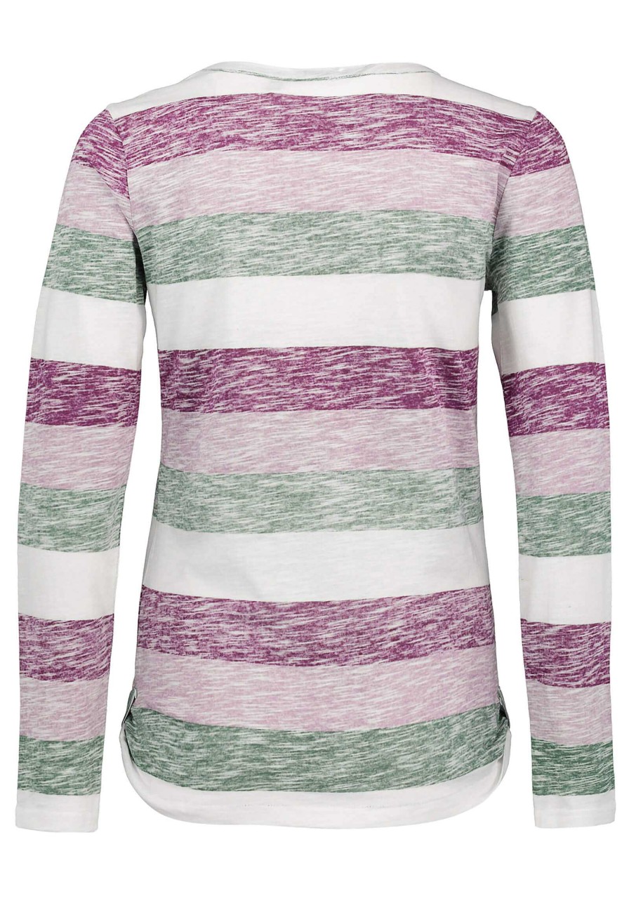 Women SUBLEVEL Long Sleeves | Striped Longsleeve With Drawstrings Purple