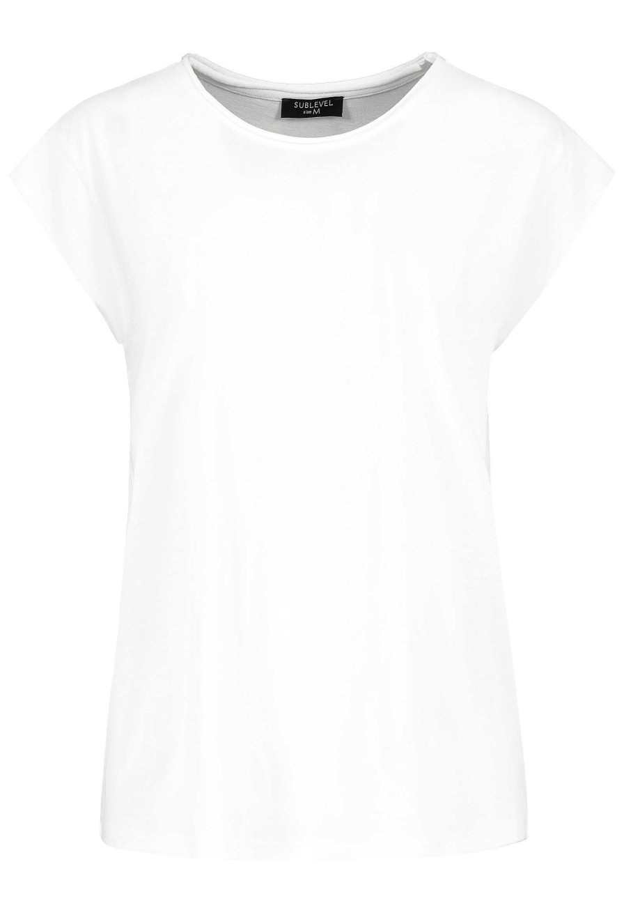 Women SUBLEVEL Shirts | Basic Crew Neck Shirt White