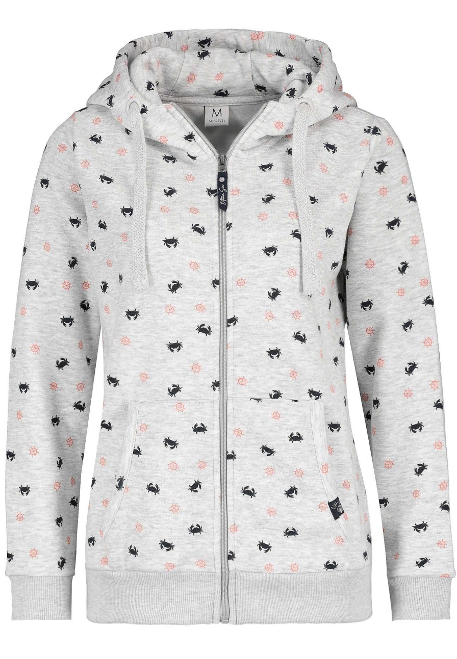 Women SUBLEVEL Pullover | Sweat Jacket With Print Light Grey