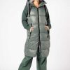 Women SUBLEVEL Popular | Long Hooded Quilted Vest Light Green