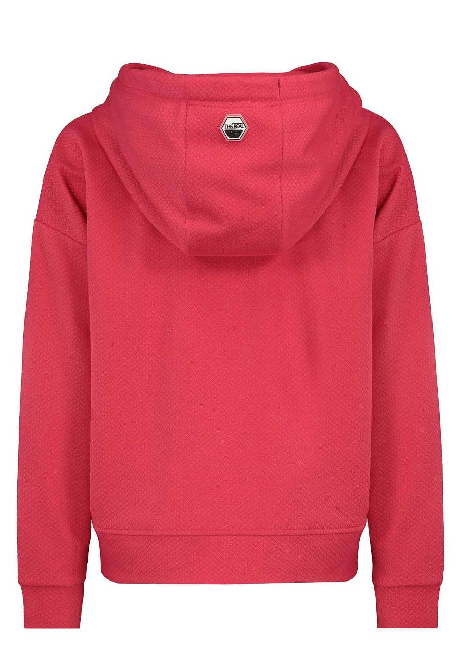 Women SUBLEVEL Pullover | Basic Hoodie With A Structu Pattern Red