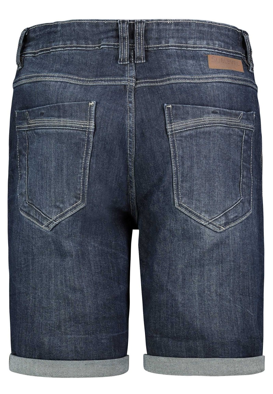 Men SUBLEVEL Shorts | Short Jeans With A Used Look Dark Blue