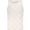 Women SUBLEVEL Popular | Long Quilted Vest Diamond Pattern Light Beige