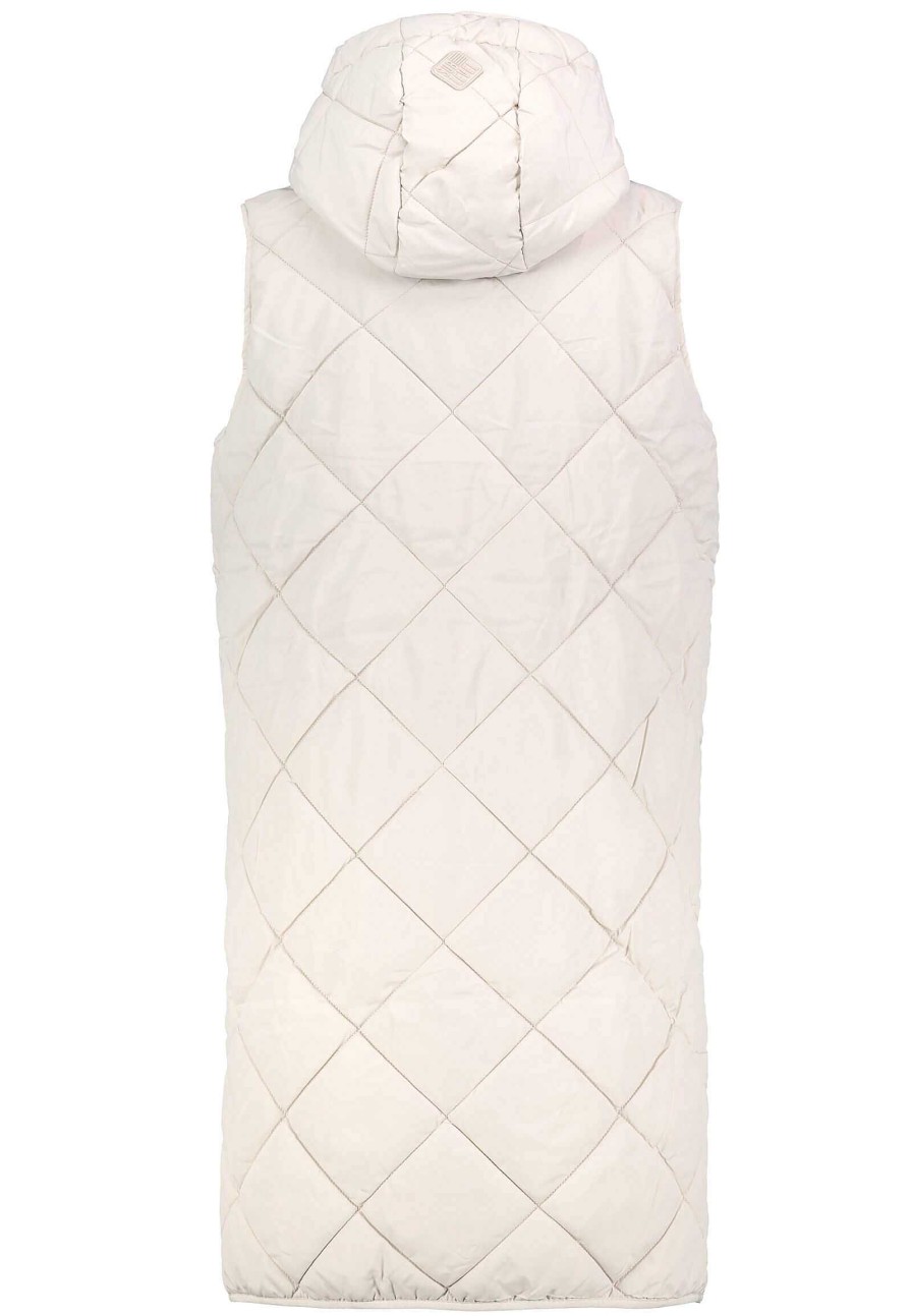 Women SUBLEVEL Popular | Long Quilted Vest Diamond Pattern Light Beige