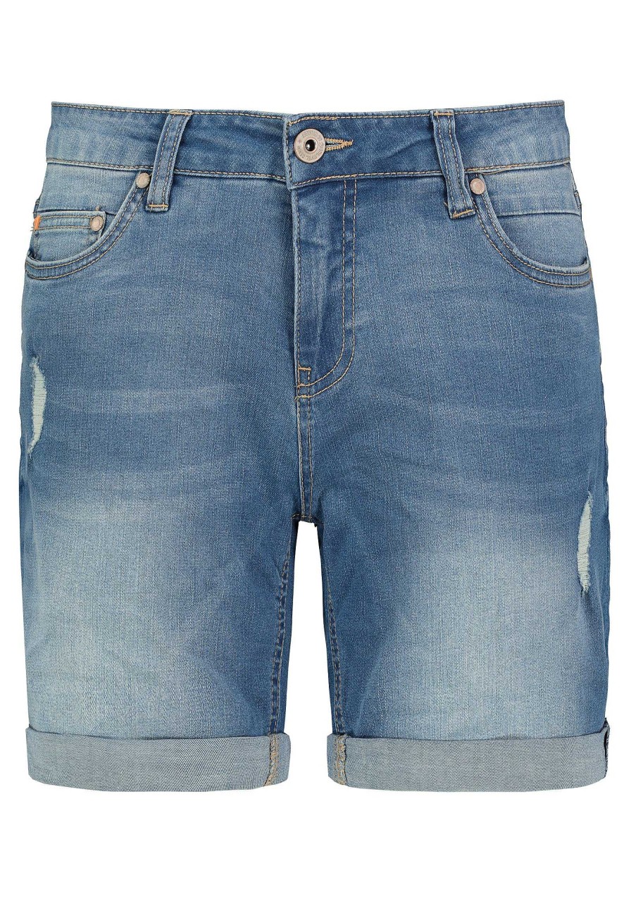 Women SUBLEVEL Shorts | Jeans Bermuda With Used Elements Middle Blue