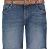 Women SUBLEVEL Shorts | Denim Bermuda Shorts With Braided Belt Middle Blue